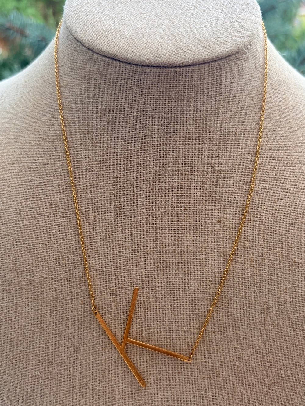 Anthropologie Block Monogram Pendant Necklace Large Letter K